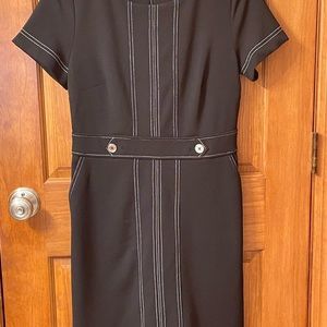 Black sheath dress with white details